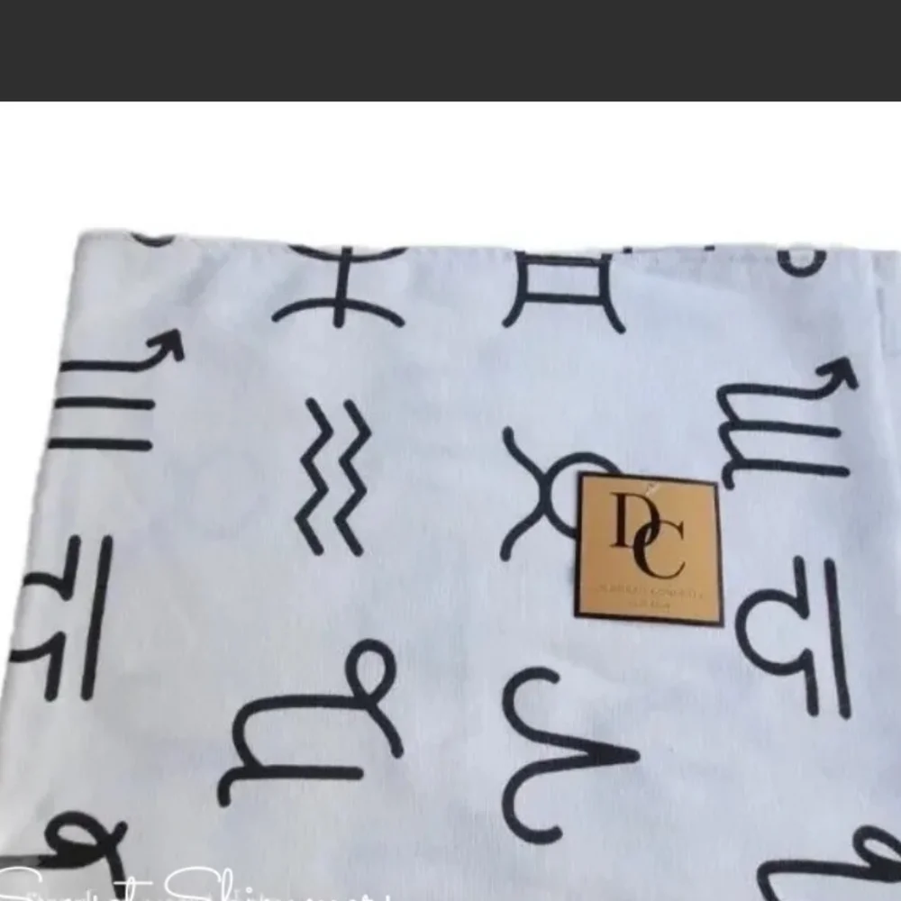 6PC Deborah Connolly Astrology Zodiac Sign Black & White Bath Hand Tip Towel Set